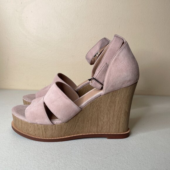 Linea Paolo Blush Pink Emma Chunky Wedge Sandals Size 7 - Picture 2 of 16